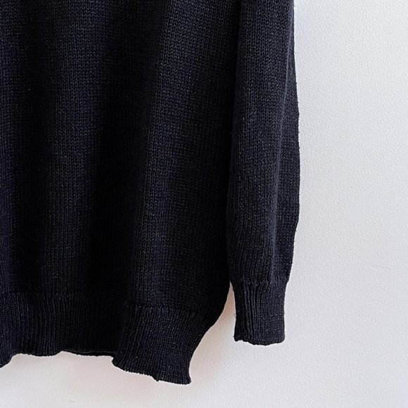 Vintage Lindor Black Knit Elegant Sweater Angora Rabbit Silver Embellished Sz L - Picture 3 of 9